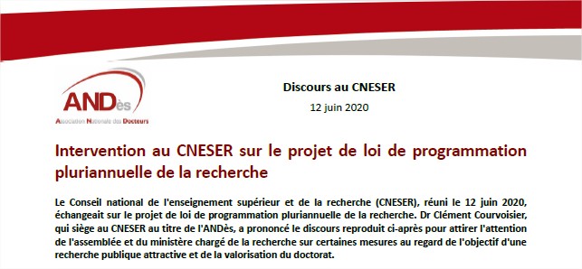 2020-06-12-Discours-CNESER-ANDès-Loi-Programmation-Pluriannuelle-Recherche