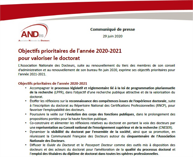 Objectifs prioritaires 2020-2021